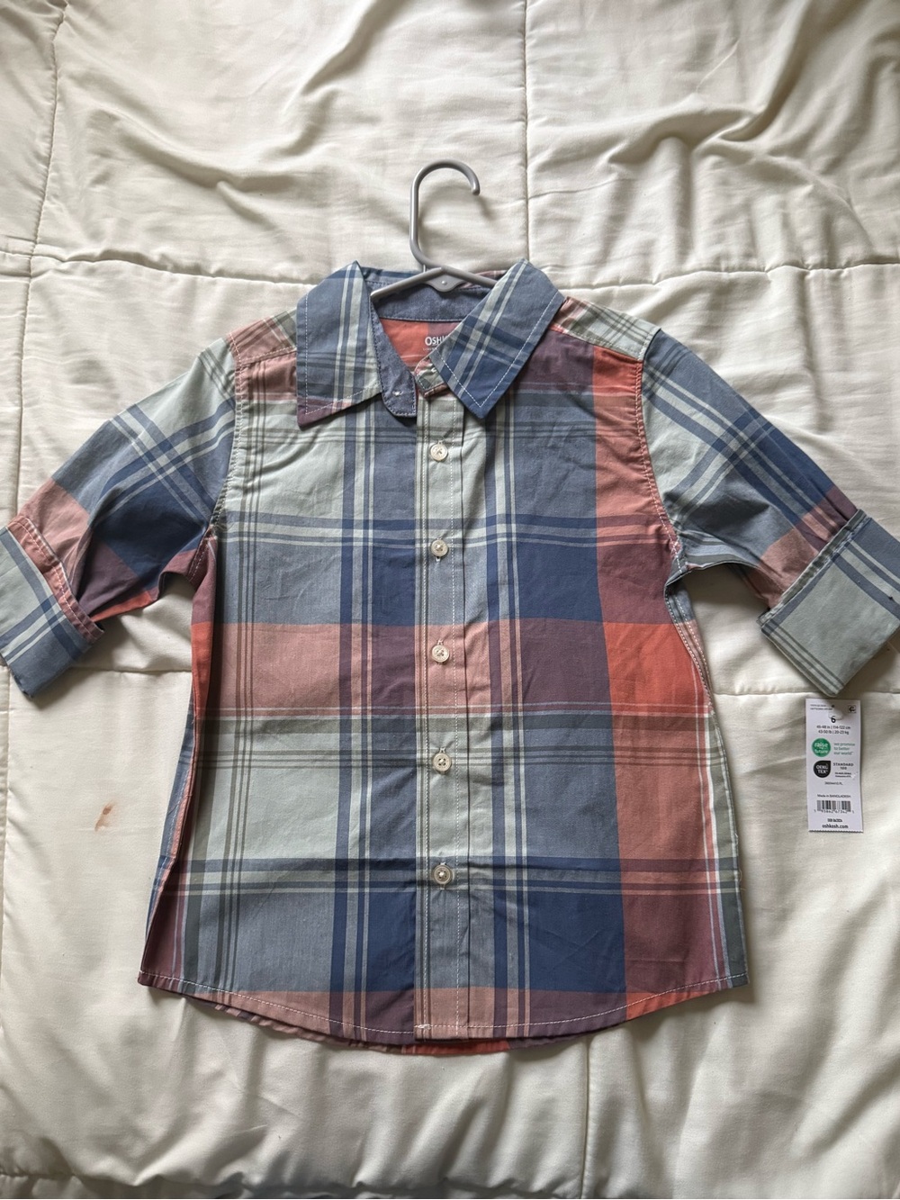 OshKosh Boys (6) Plaid Long-sleeve Shirt, NWT